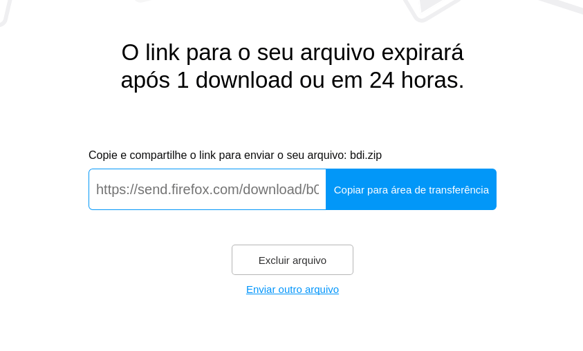 Enviando um arquivo grande pelo Firefox Send