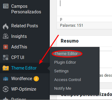 Erro ao editar tema no WordPress 4.9 5 Theme Editor Dashboard