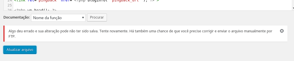 WordPress - Erro ao atualizar