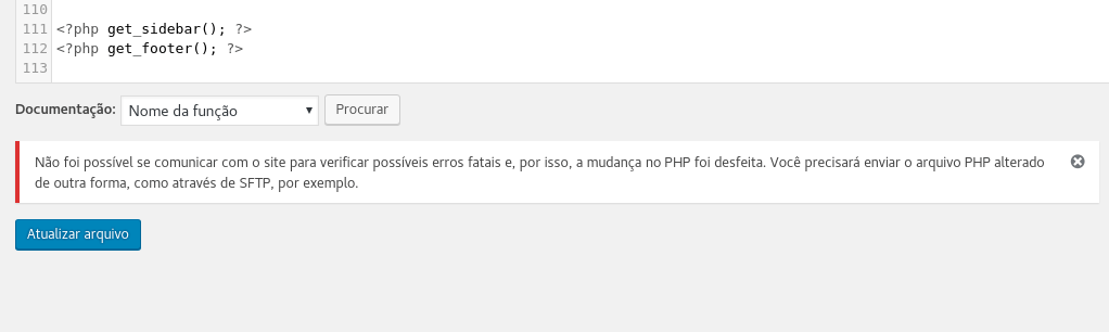 WordPress - Erro ao atualizar