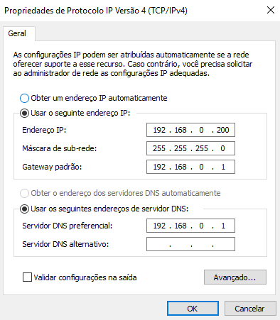 Colocando um endereço de IP estático