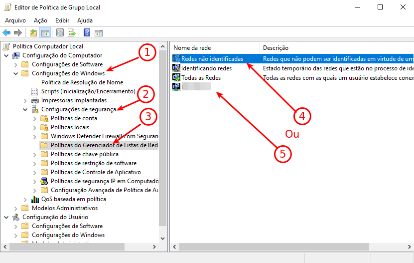 Alterar rede pública para privada no Windows 10 7 gpedit - Tela inicial