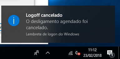 Cancelar o comando de desligar