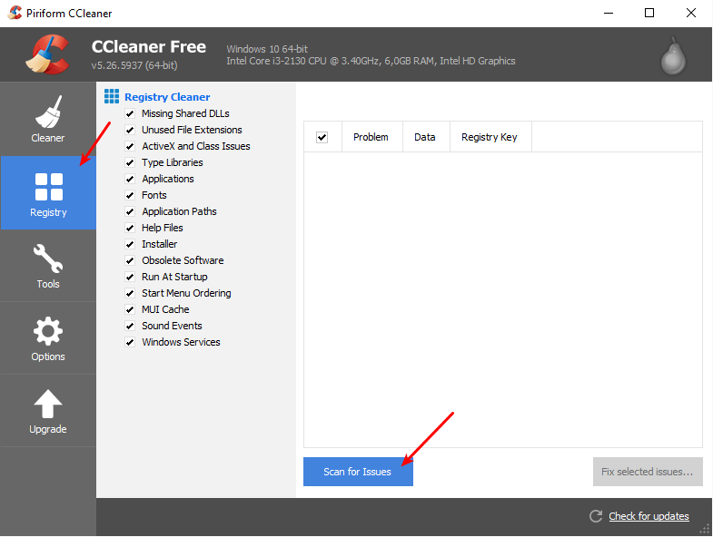 Usando o CCleaner para fazer uma limpeza em seu PC ou Mac 10 Busca por erros no registro