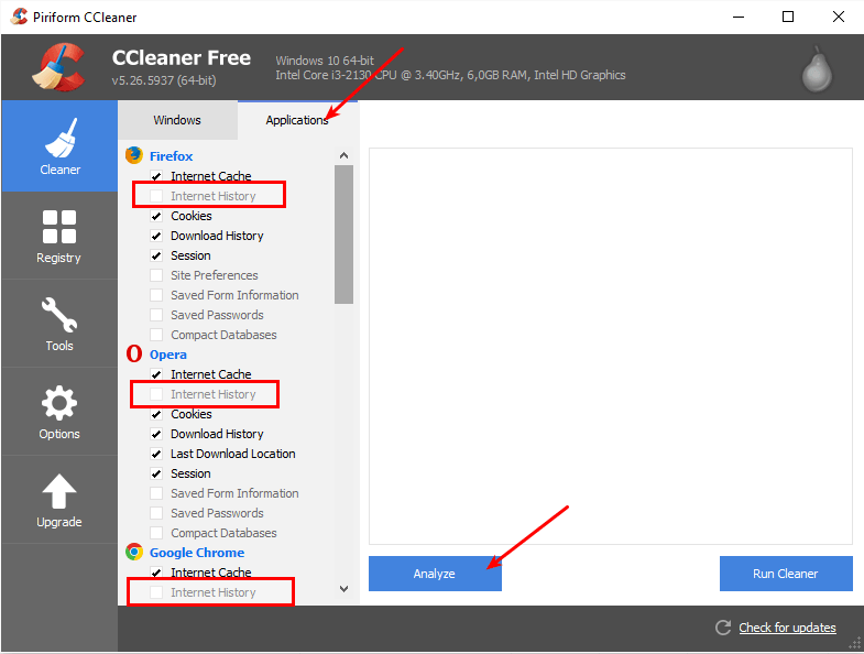 Excluindo os históricos de outros browsers