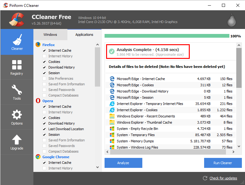 Usando o CCleaner para fazer uma limpeza em seu PC ou Mac 3 Fim da pesquisa da limpeza