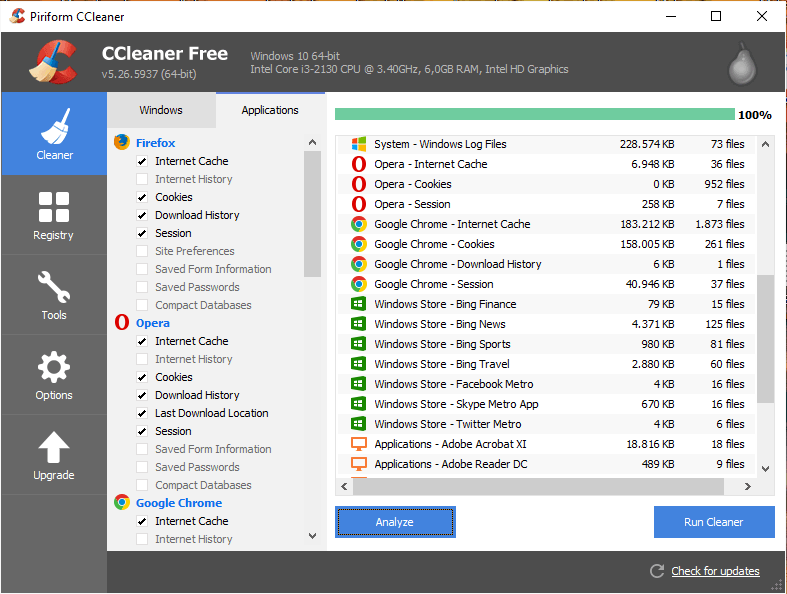 Usando o CCleaner para fazer uma limpeza em seu PC ou Mac 4 Listagem da limpeza