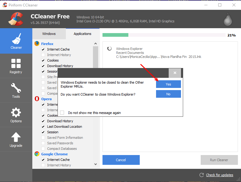 Usando o CCleaner para fazer uma limpeza em seu PC ou Mac 7 Fechar o Explorer