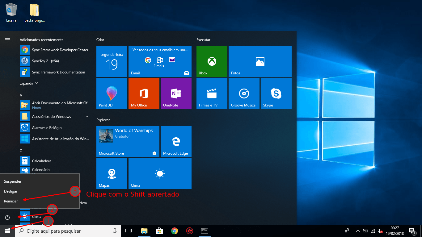 3 maneiras de reiniciar o Windows 10 em Modo de Segurança 1 Modo seguro com Shift