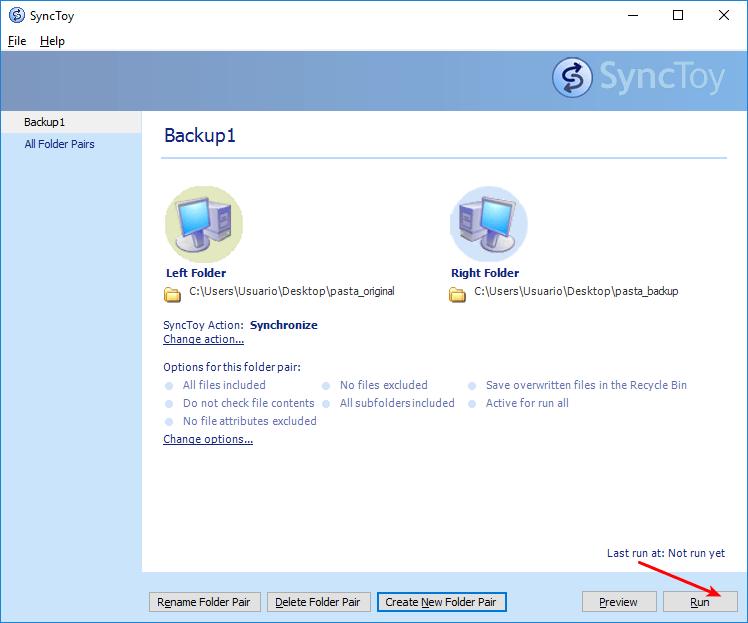 Backup simples e rápido com SyncToy 15 Executar todas as tarefas