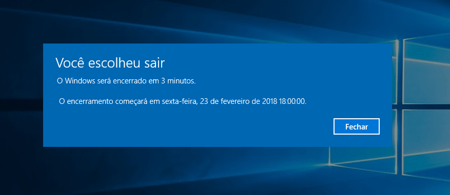 Desligar ou Reiniciar um computador pela linha de comando 14 Tarefa sendo executada - Desligar o computador