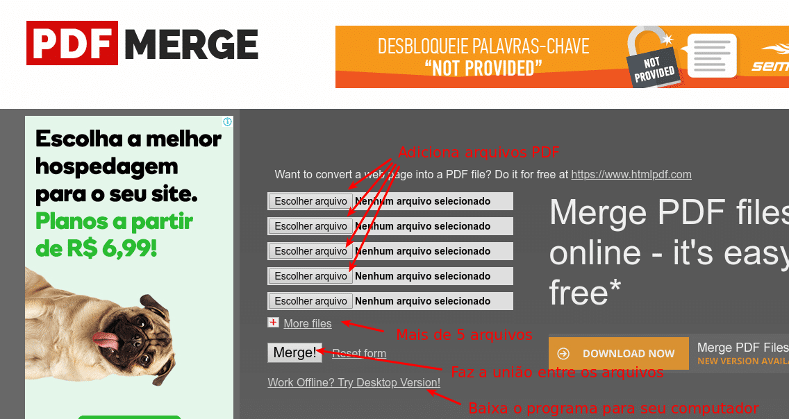 Como Unir 2 ou mais arquivos PDF em arquivo único 1 PDF Merge - Unir arquivos PDF