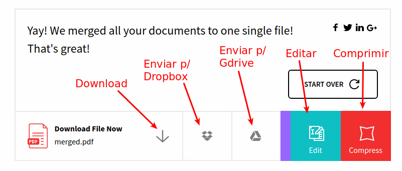 Como Unir 2 ou mais arquivos PDF em arquivo único 5 SmallPdf - Fazer Download ou reduzir