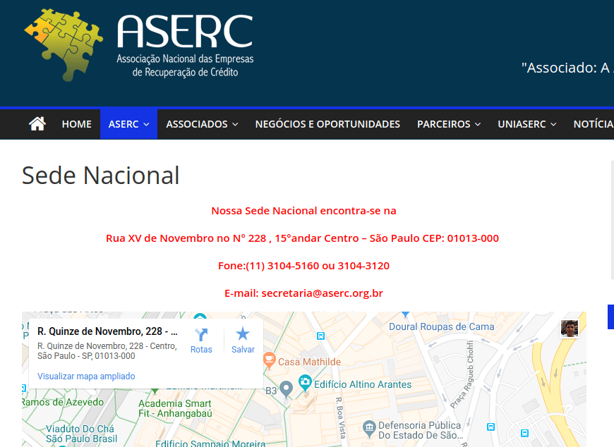 E-mail falso de Notificação Extrajudicial 7 Tela do site da empresa - REAL