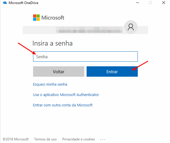 OneDrive - Colocar senha