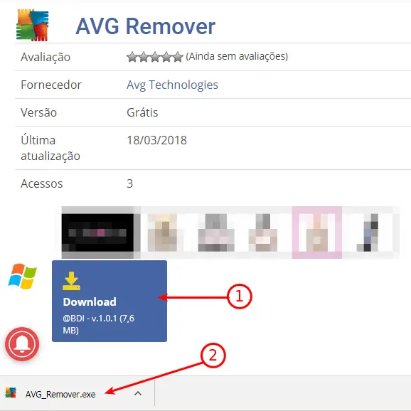 Erro no AVG - Você não está protegido 2 Download do AVG Remover