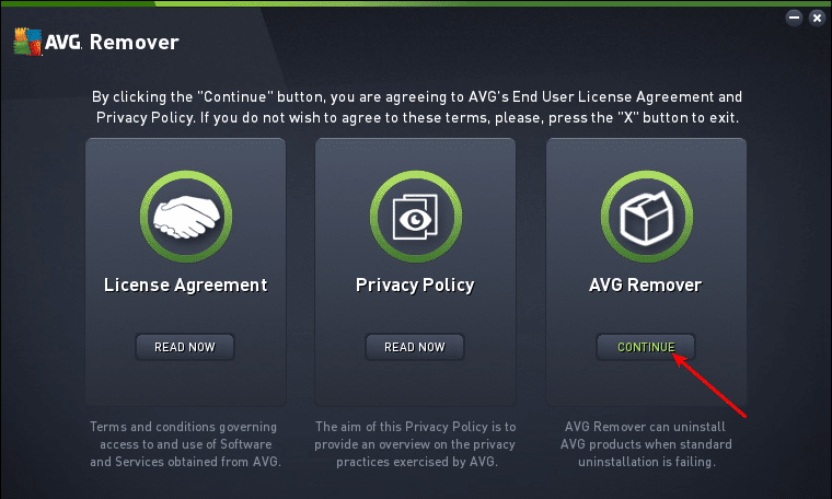 Erro no AVG - Você não está protegido 3 Executando o AVG Remover