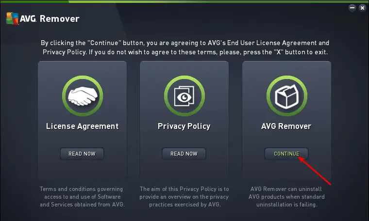 Erro no AVG - Você não está protegido 3 Executando o AVG Remover