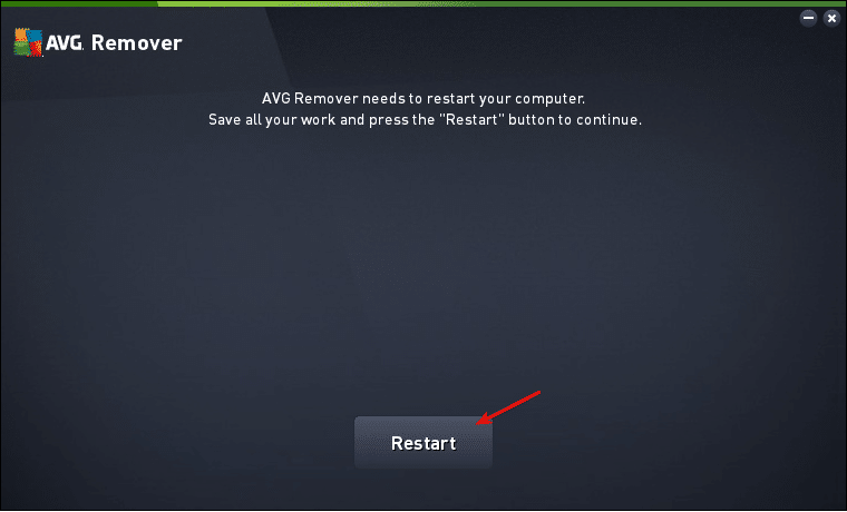 Erro no AVG - Você não está protegido 5 Reinicar para começar o processo do AVG Remover