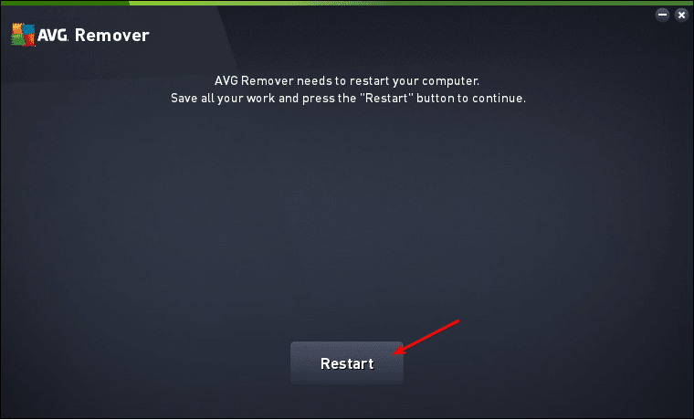 Segundo Reinício do AVG Remover