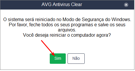 Forçando o AVG Clear a reiniciar