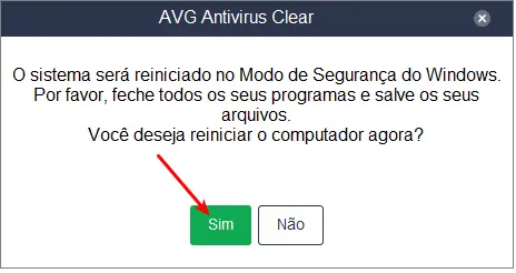 Erro no AVG - Você não está protegido 8 Forçando o AVG Clear a reiniciar