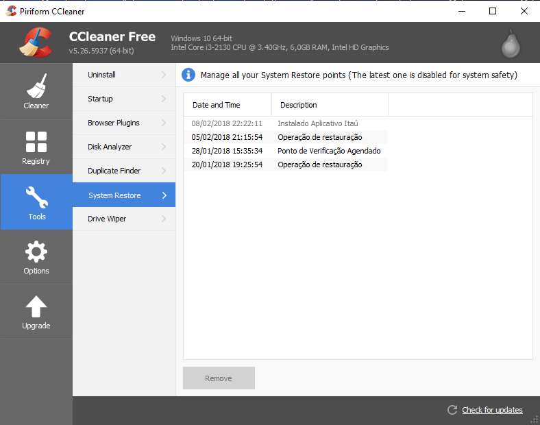 Usando o CCleaner para fazer uma limpeza em seu PC ou Mac 26 Ferramentas - Arquivos duplicados - Restauração do sistema