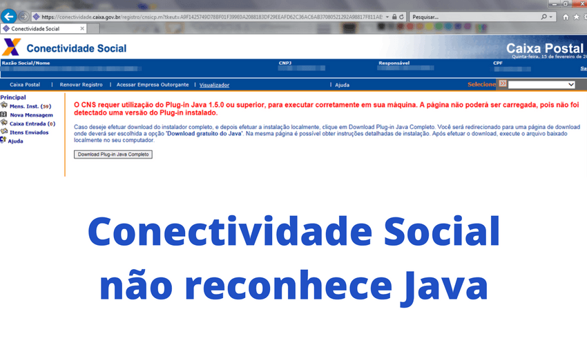 Conectividade Social não reconhece Java