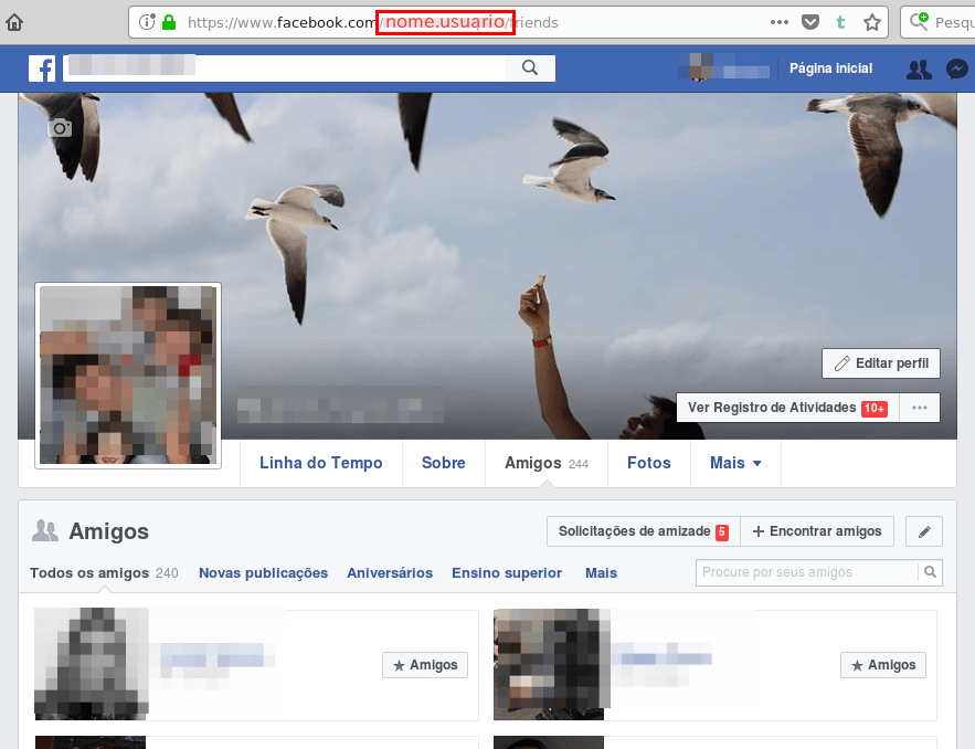 Localizar nome de usuário do Facebook