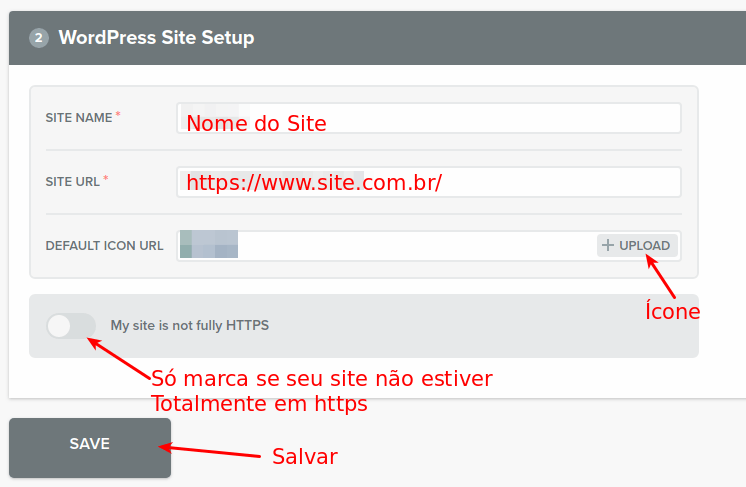 Configurações do WebPush