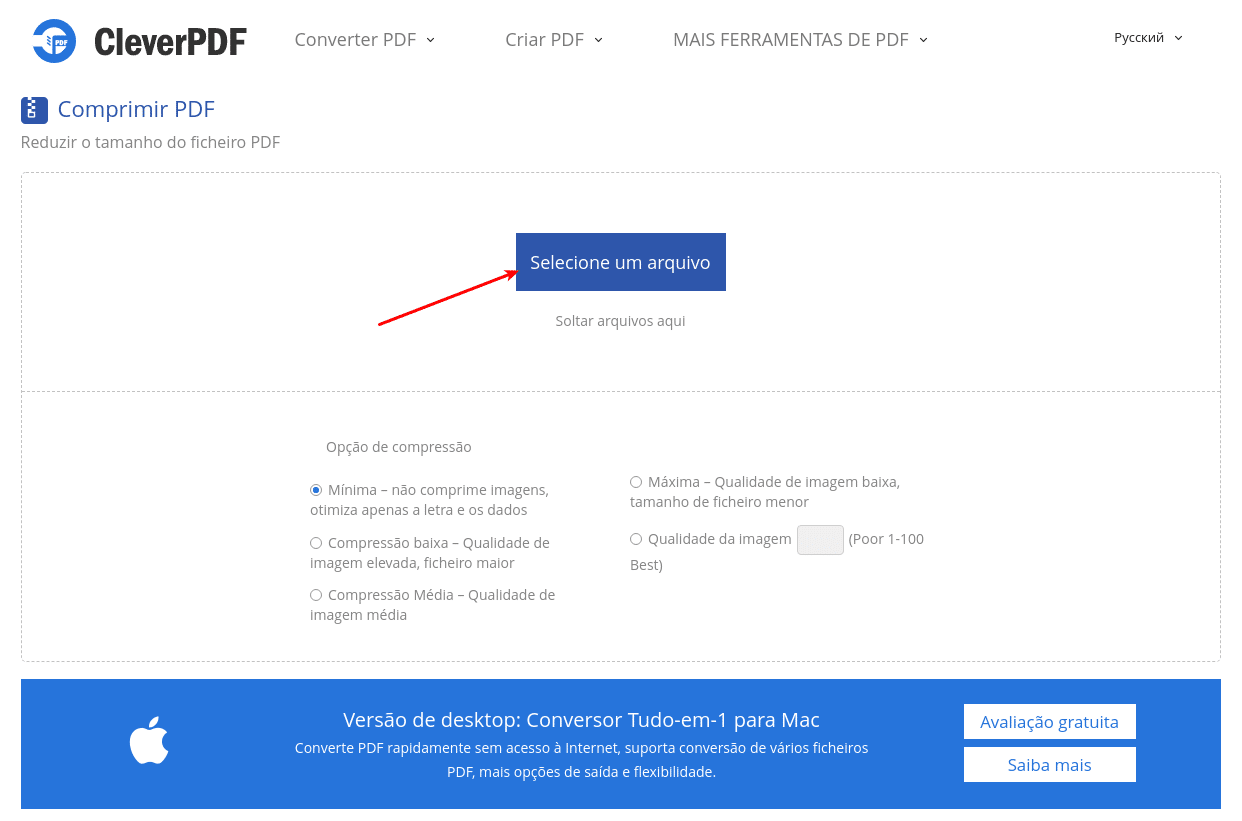 Comprimir arquivos PDF online gratuitamente 12 Clever PDF - Enviar arquivo