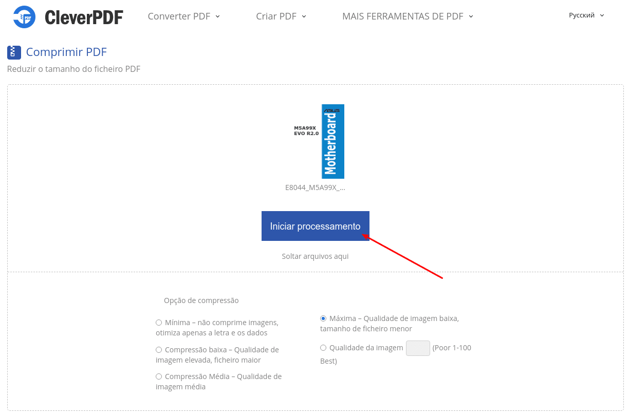 Comprimir arquivos PDF online gratuitamente 13 Clever PDF - Compressão