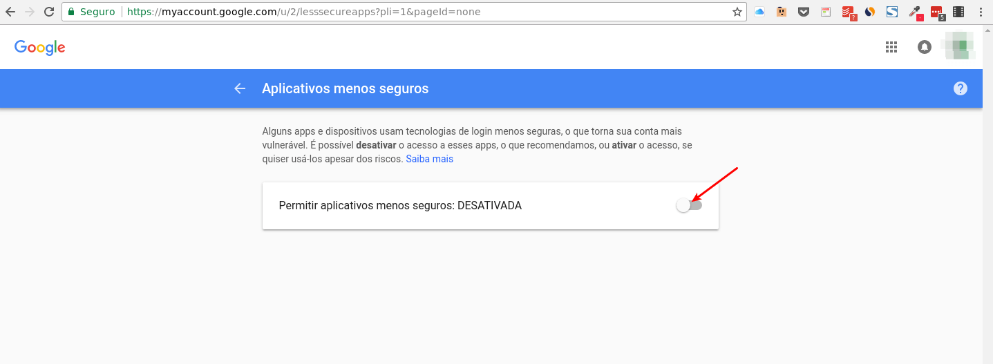 Usando o Gmail para enviar emails da VPS WordPress 5 Autorização de aplicativos