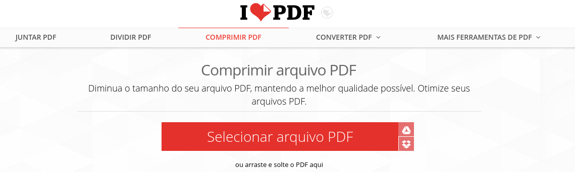 Comprimir arquivos PDF online gratuitamente 1 I love PDF - Inicio