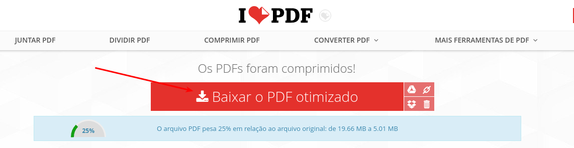 Comprimir arquivos PDF online gratuitamente 3 I love PDF - Download do arquivo comprimido