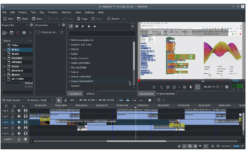 Melhores Editores de vídeos grátis 6 Kdenlive - Editor de vídeos