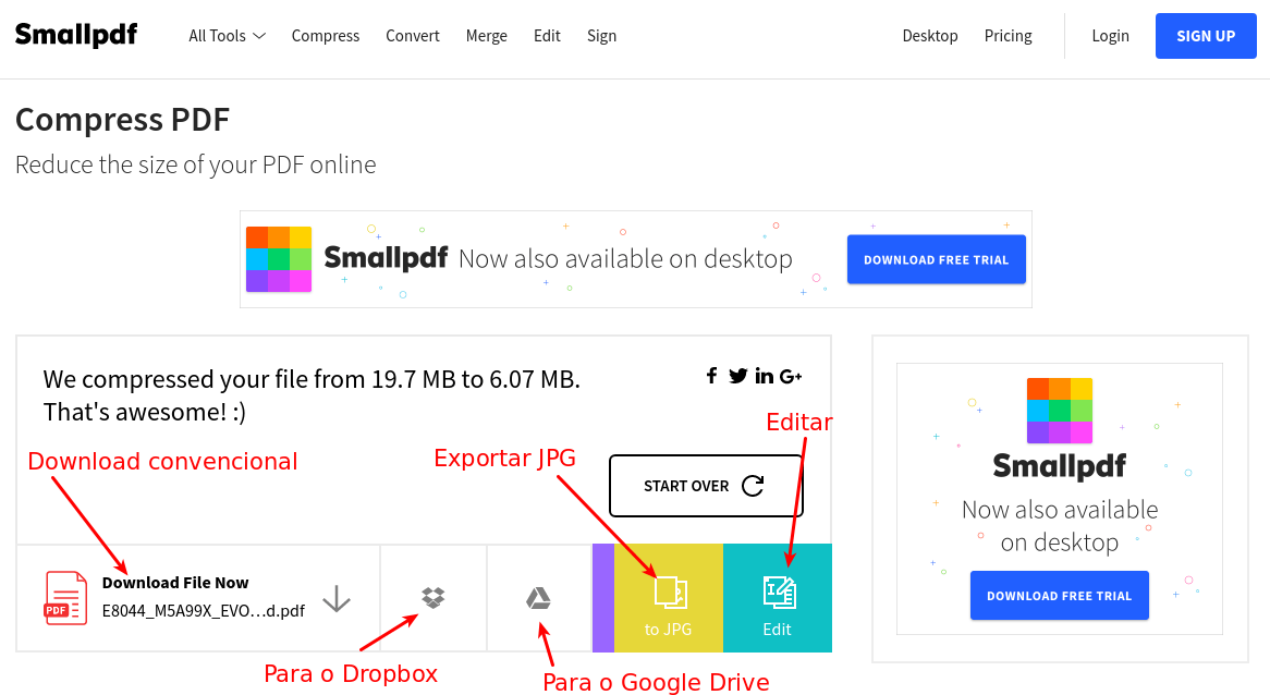 Comprimir arquivos PDF online gratuitamente 5 Small PDF - Faz o Download