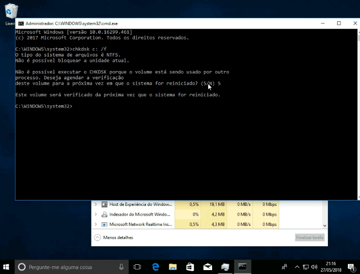 Como resolver o erro Programando chkdsk