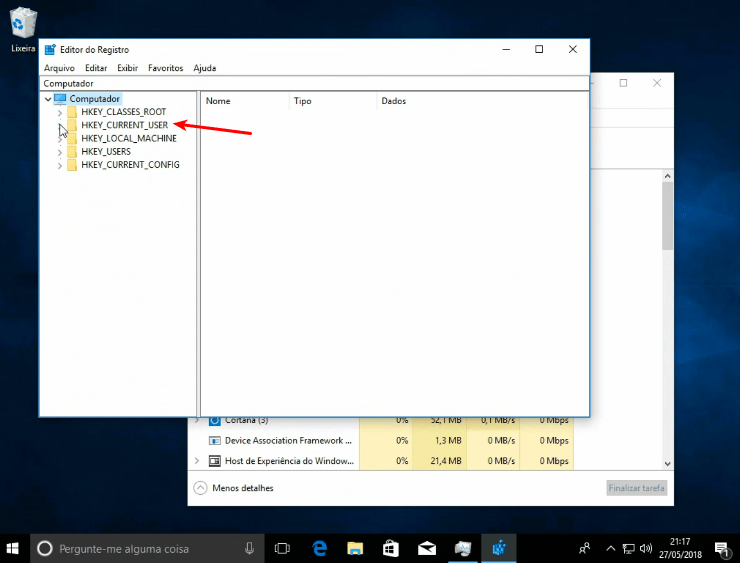 Como resolver o erro Tela principal do Regedit
