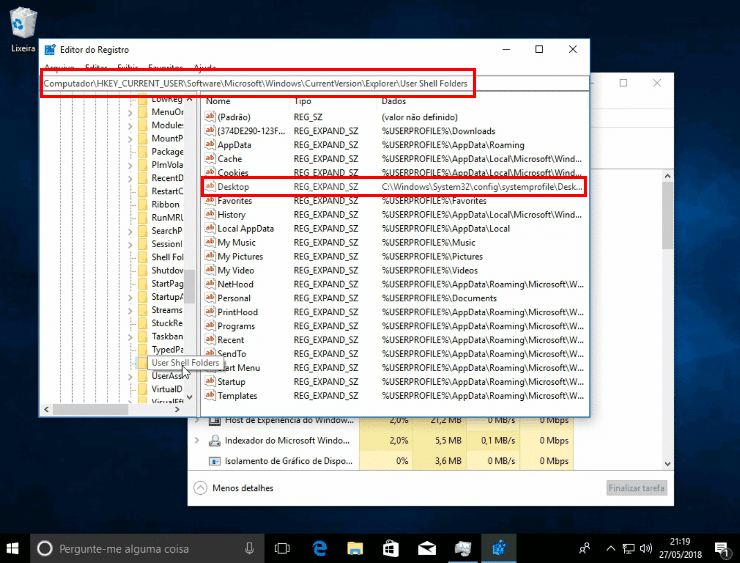 Como resolver o erro USER Shell Folders