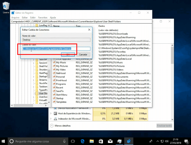 Como resolver o erro Valor errado do Desktop