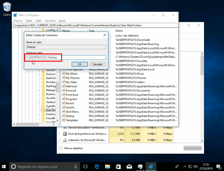 Como resolver o erro Corrigindo o Desktop com o valor correto