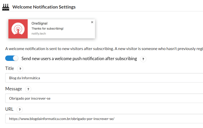 Configurações do OneSignal Parte 6