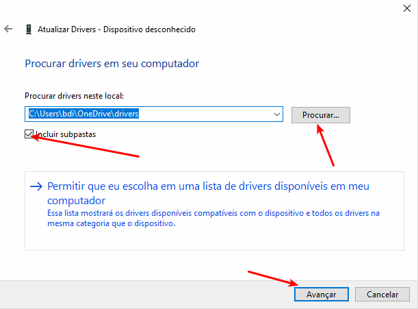 Procurar driver no backup