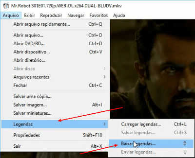 Menu baixar legenda