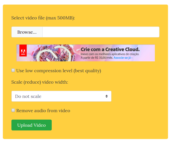 Como compactar vídeo online para enviar no WhatsApp 2 Selecionar Vídeo