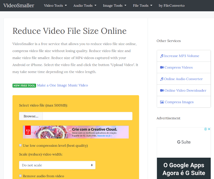 Como compactar vídeo online para enviar no WhatsApp 1 VideoSmaller - Comprimir vídeo online