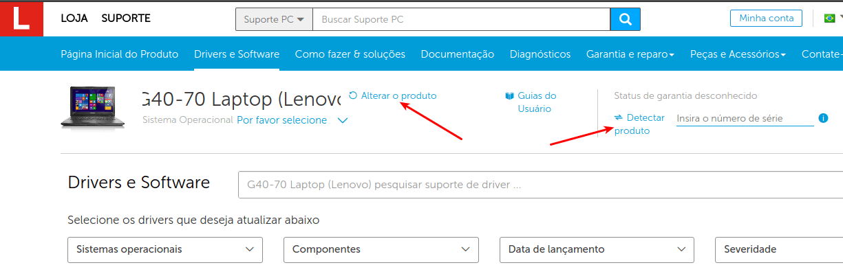 Lenovo Série G não conecta Wifi 2 Alterar modelo Lenovo