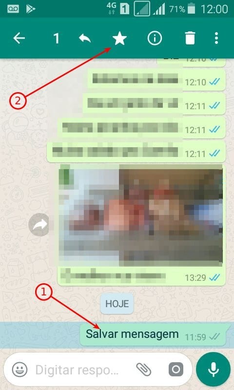 Mensagens Destacadas no WhatsApp 5 Salvar mensagem no Android