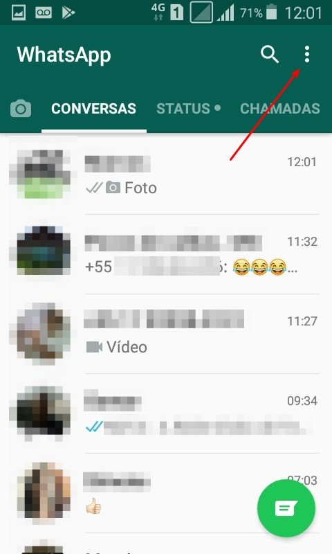 Menu Whatsapp no Aandroid
